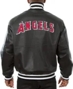 LA Angels Leather Black Varsity Jacket