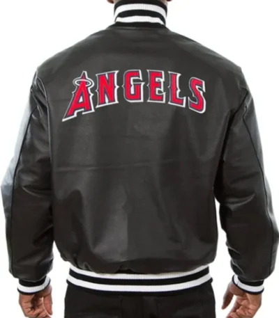 LA Angels Leather Black Varsity Jacket