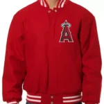 Los Angeles Angels Red Letterman Wool Jacket