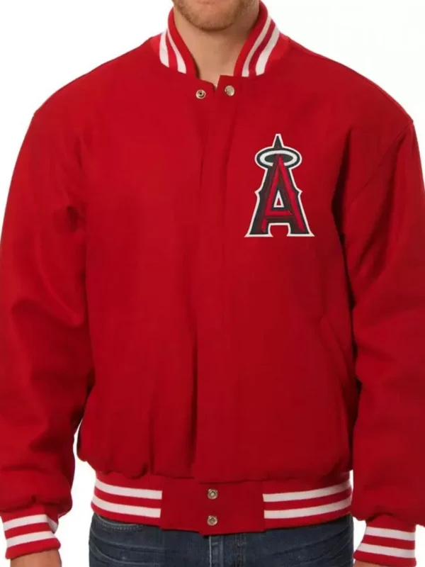 Los Angeles Angels Red Letterman Wool Jacket