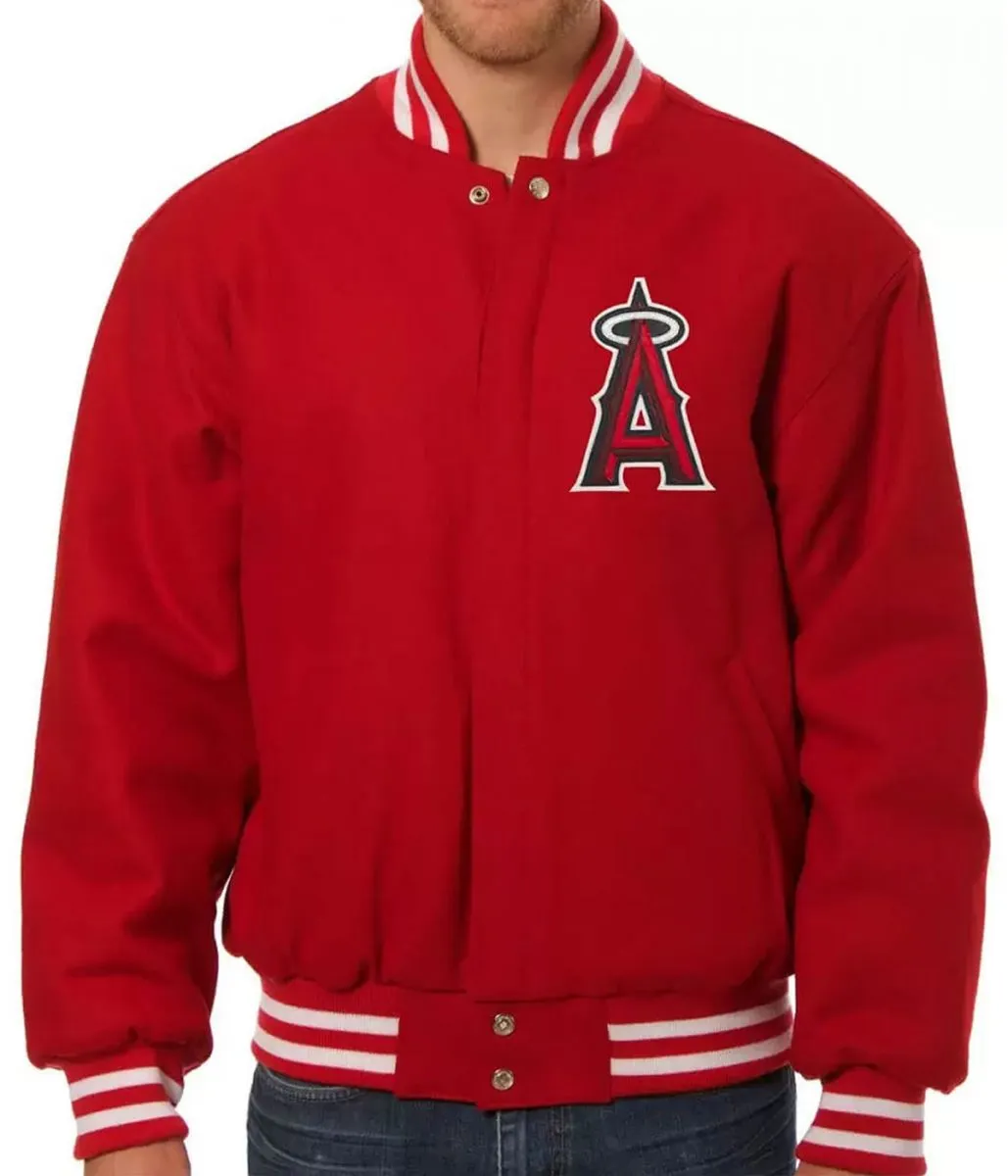 Los Angeles Angels Red Letterman Wool Jacket Los Angeles Angels Red Letterman Wool Jacket