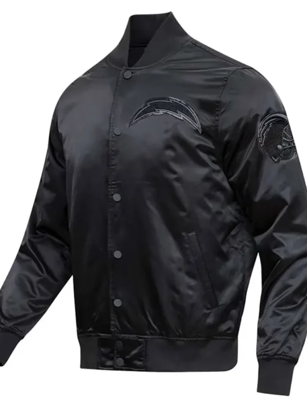 Los Angeles Chargers Triple Black Satin Jacket