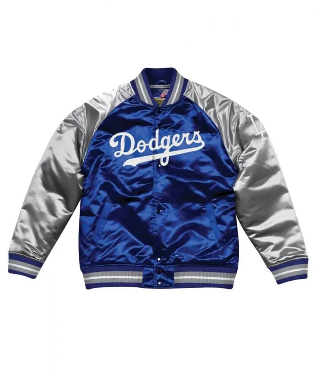 Los Angeles Dodger LA Dallas Blue and Grey Satin Jacket Los Angeles Dodger LA Dallas Blue and Grey Satin Jacket