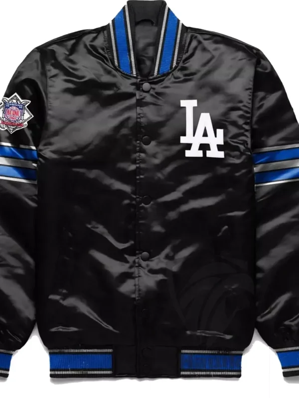 Los Angeles Dodgers Black Full-Snap Satin Jacket