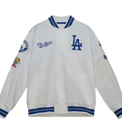 Los Angeles Dodgers City Collection White Varsity Satin Jacket