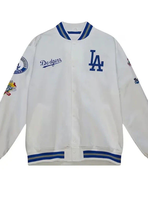 Los Angeles Dodgers City Collection White Varsity Satin Jacket