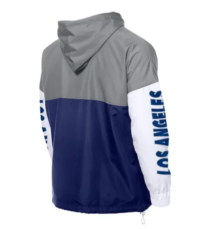 LA Dodgers Color Block Royal-Gray Hoodie Windbreaker