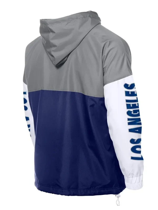 LA Dodgers Color Block Royal-Gray Hoodie Windbreaker