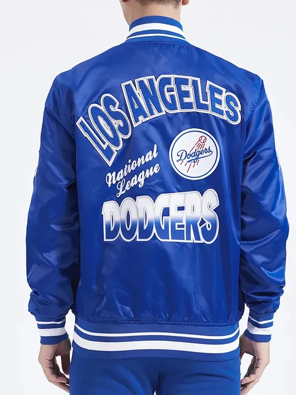 LA Dodgers Turn It Up M Classic Rib Royal Satin Jacket
