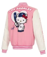 LA Dodgers x Hello Kitty Pink and White Varsity Jacket