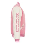 LA Dodgers x Hello Kitty Pink and White Varsity Jacket