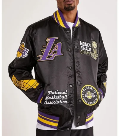 Los Angeles Lakers 17X Champions Black Varsity Satin Jacket