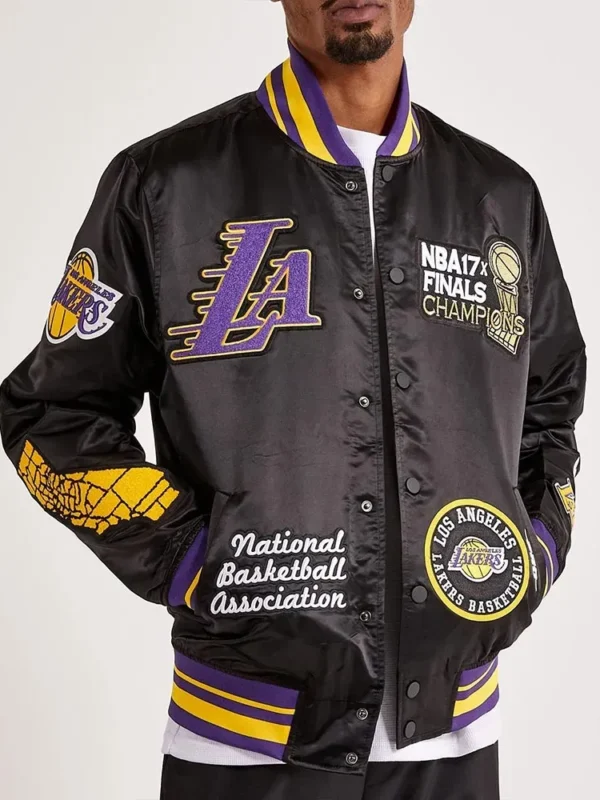 Los Angeles Lakers 17X Champions Black Varsity Satin Jacket