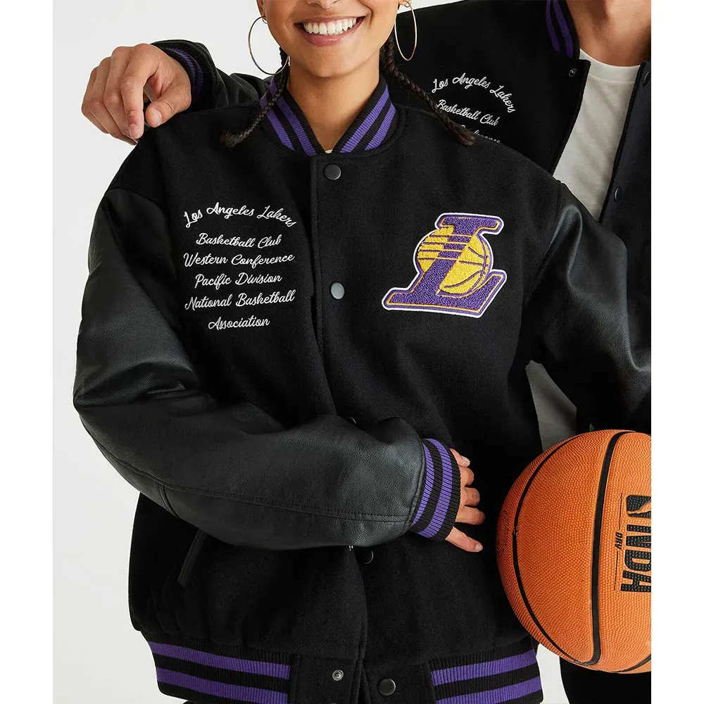 Los Angeles Lakers Basketball Black Varsity Jacket Los Angeles Lakers Basketball Black Varsity Jacket