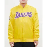 Los Angeles Lakers Big Logo Yellow Satin Jacket