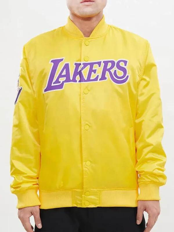 Los Angeles Lakers Big Logo Yellow Satin Jacket