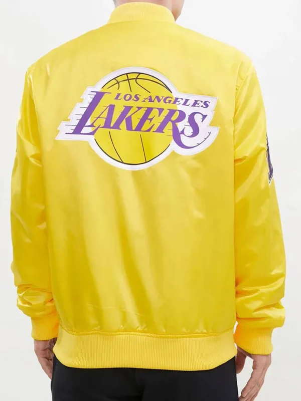 Los Angeles Lakers Big Logo Yellow Satin Jacket