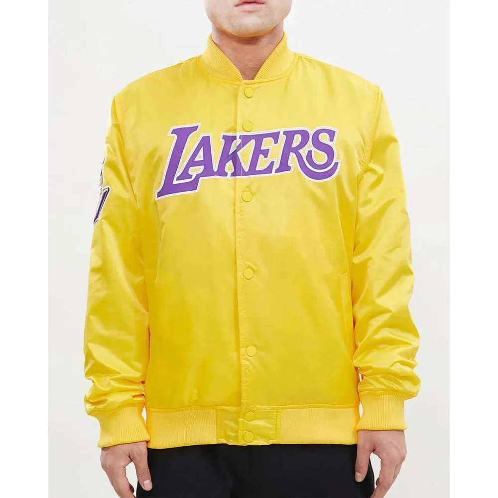 Los Angeles Lakers Big Logo Yellow Satin Jacket Los Angeles Lakers Big Logo Yellow Satin Jacket