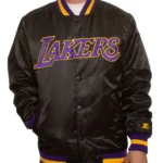 Los Angeles Lakers Black Bomber Satin Jacket