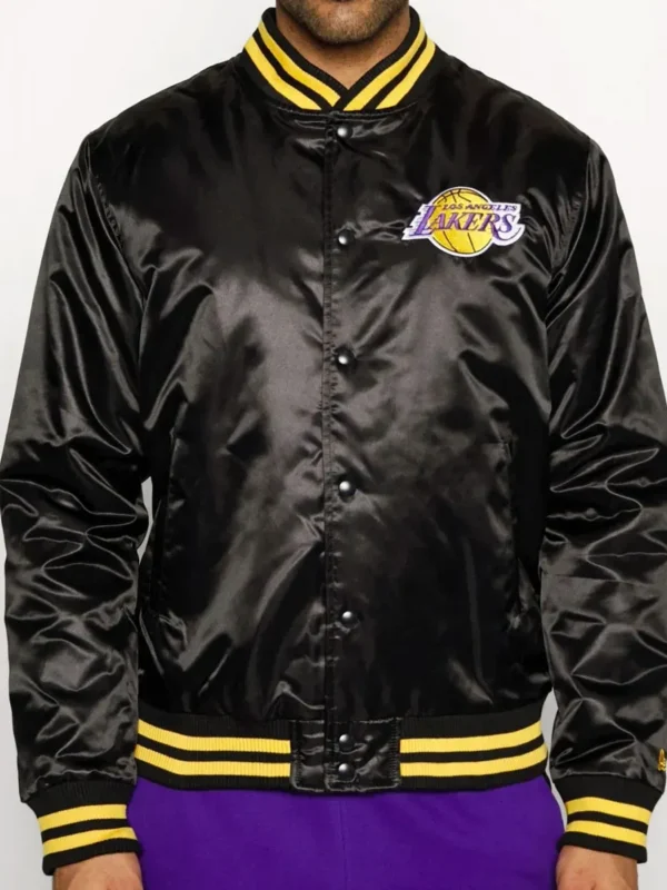 Los Angeles Lakers Black Bomber Wordmark Jacket