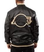 Los Angeles Lakers Black Gold Satin Bomber Jacket