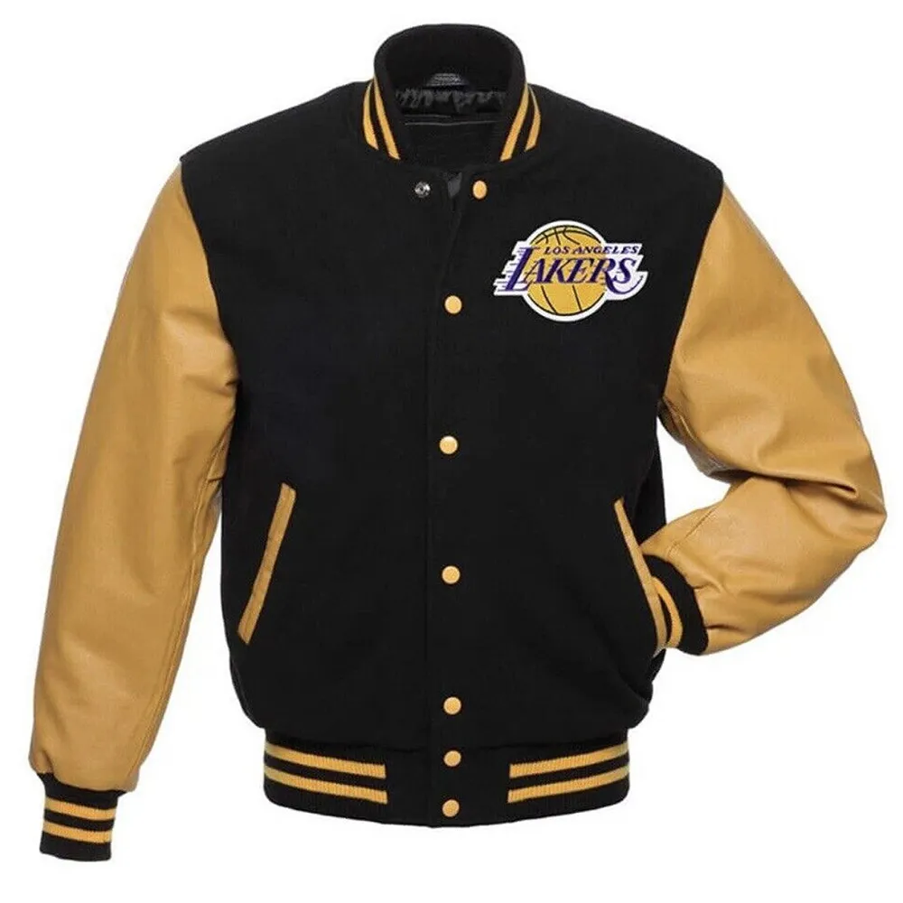 Los Angeles Lakers Black Gold Varsity Jacket Los Angeles Lakers Black Gold Varsity Jacket