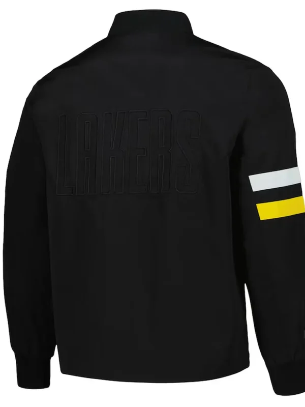 Los Angeles Lakers Black Stitch Applique Bomber Jacket