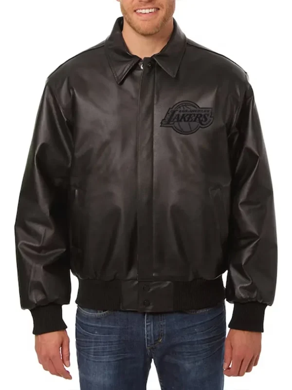 Los Angeles Lakers Black Tonal Leather Jacket