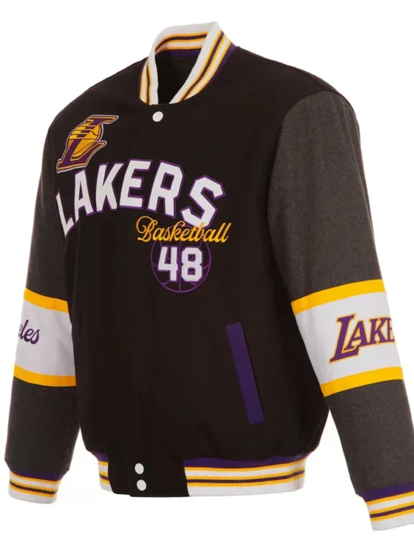 Los Angeles Lakers Black and Charcoal Varsity Wool Jacket