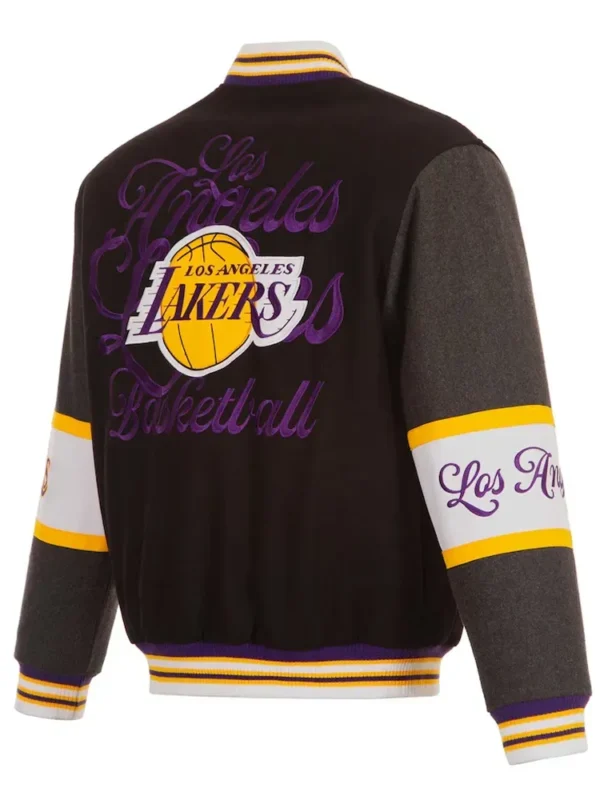 Los Angeles Lakers Black and Charcoal Varsity Wool Jacket