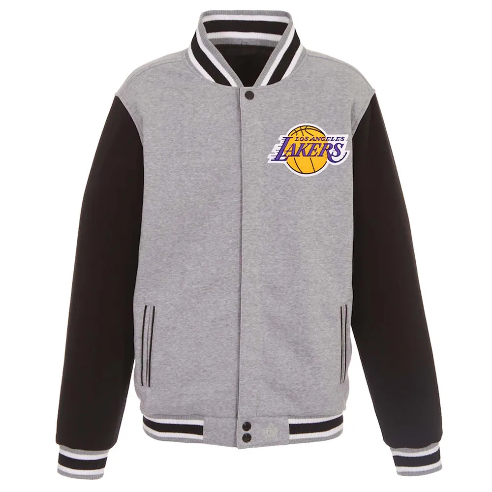 Los Angeles Lakers Black and Gray Varsity Wool Jacket Los Angeles Lakers Black and Gray Varsity Wool Jacket