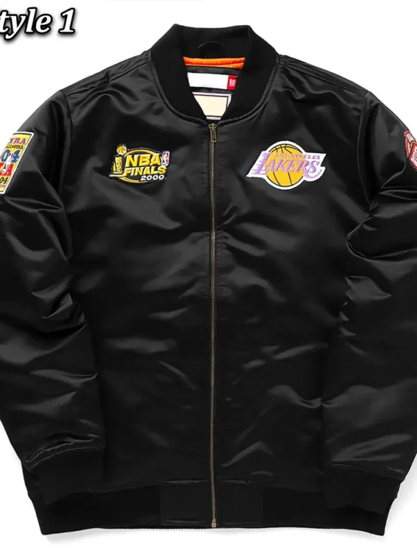 Los Angeles Lakers Bomber Black Lightweight Satin Jacket