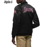 Los Angeles Lakers Bomber Black Lightweight Satin Jacket