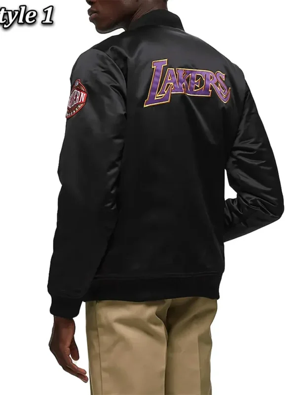 Los Angeles Lakers Bomber Black Lightweight Satin Jacket