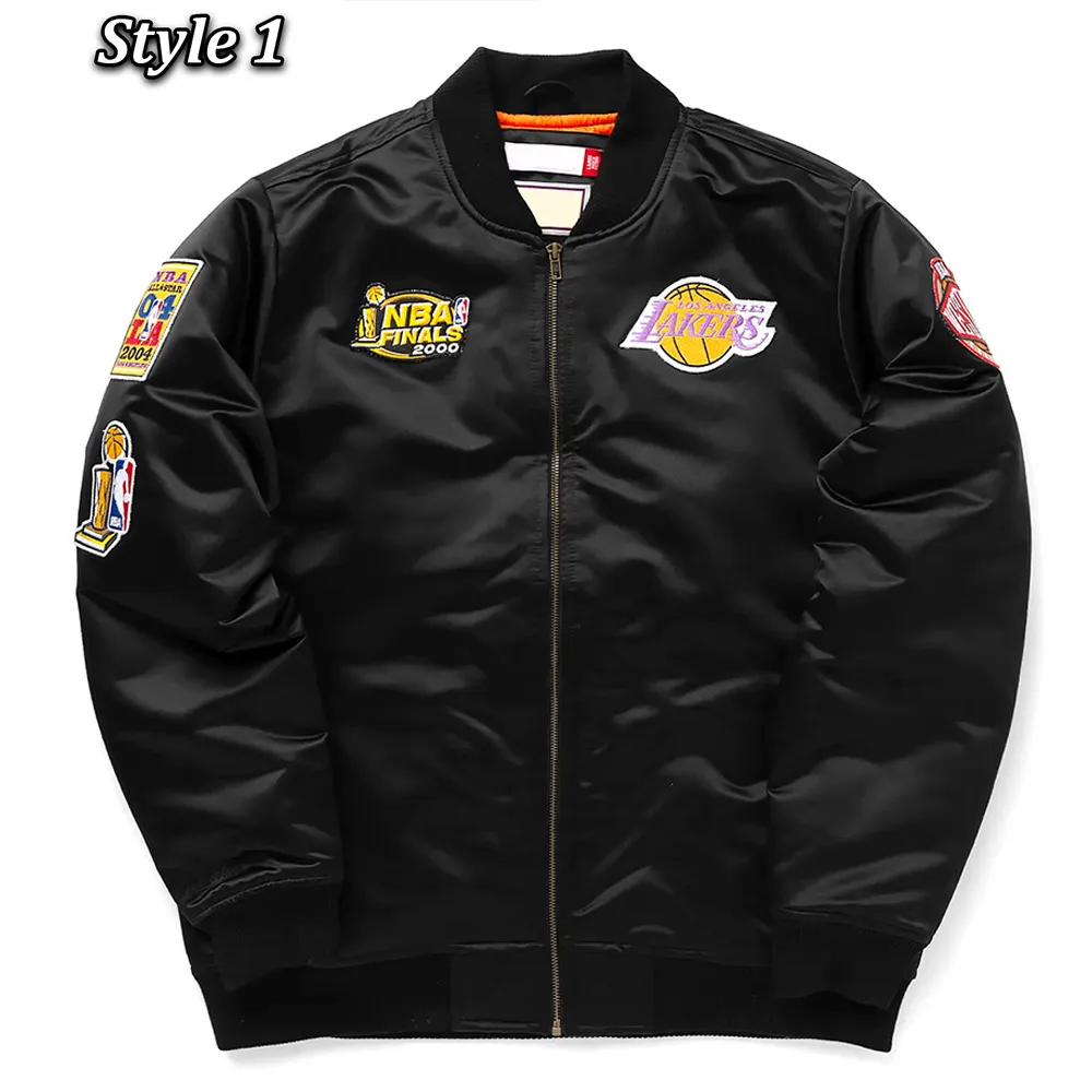 Los Angeles Lakers Bomber Black Lightweight Satin Jacket Los Angeles Lakers Bomber Black Lightweight Satin Jacket