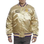 Los Angeles Lakers Championship Game Gold Satin Jacket