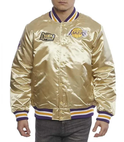 Los Angeles Lakers Championship Game Gold Satin Jacket