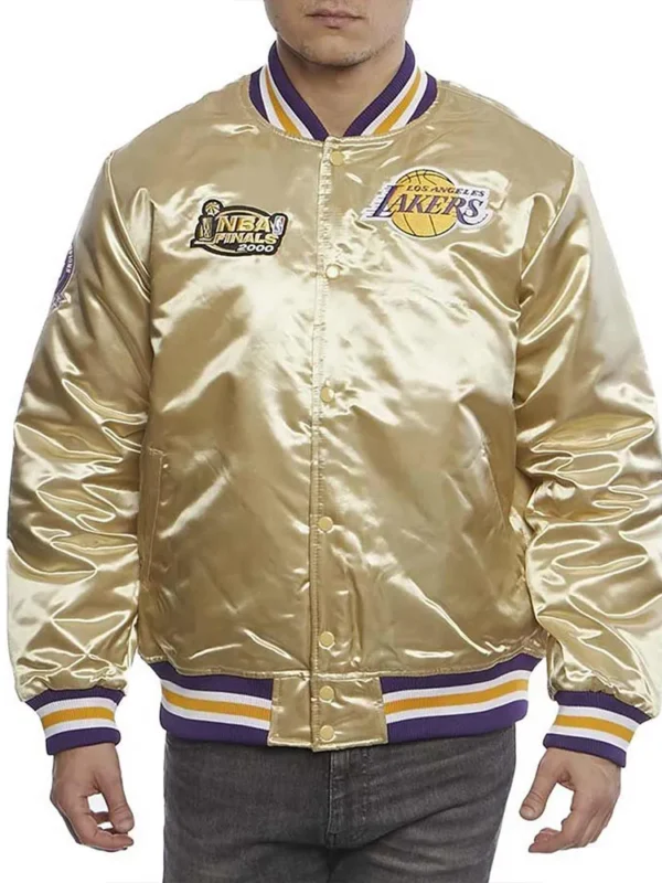 Los Angeles Lakers Championship Game Gold Satin Jacket