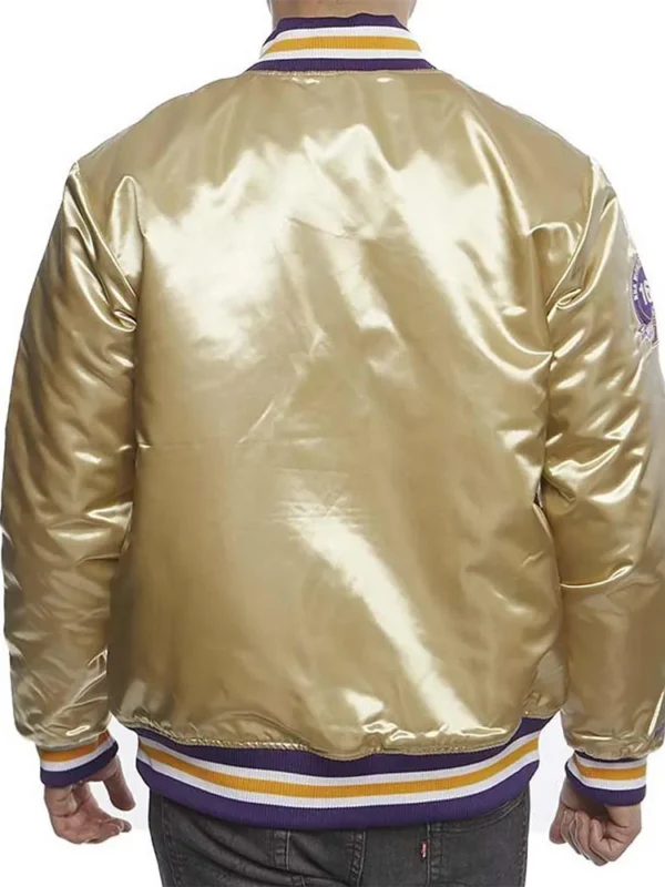 Los Angeles Lakers Championship Game Gold Satin Jacket