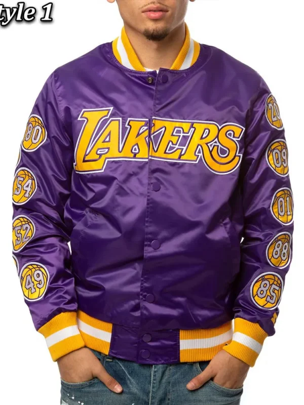 Los Angeles Lakers Champs 17 Patches Satin Jacket