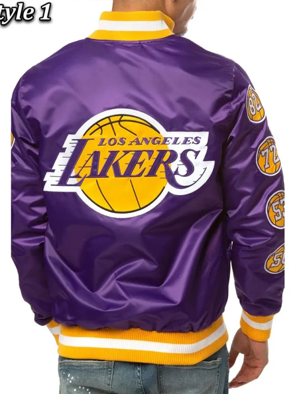 Los Angeles Lakers Champs 17 Patches Satin Jacket