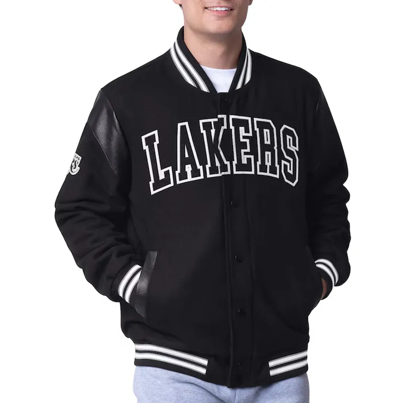Los Angeles Lakers Clutch Hitter Black Varsity Jacket Los Angeles Lakers Clutch Hitter Black Varsity Jacket