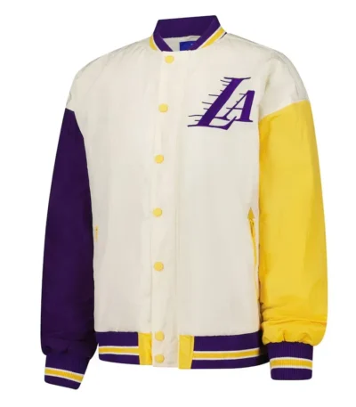 Los Angeles Lakers Color Block Bomber Full-Snap Jacket