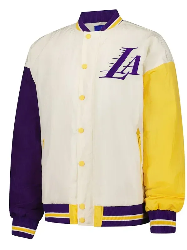Los Angeles Lakers Color Block Bomber Full-Snap Jacket