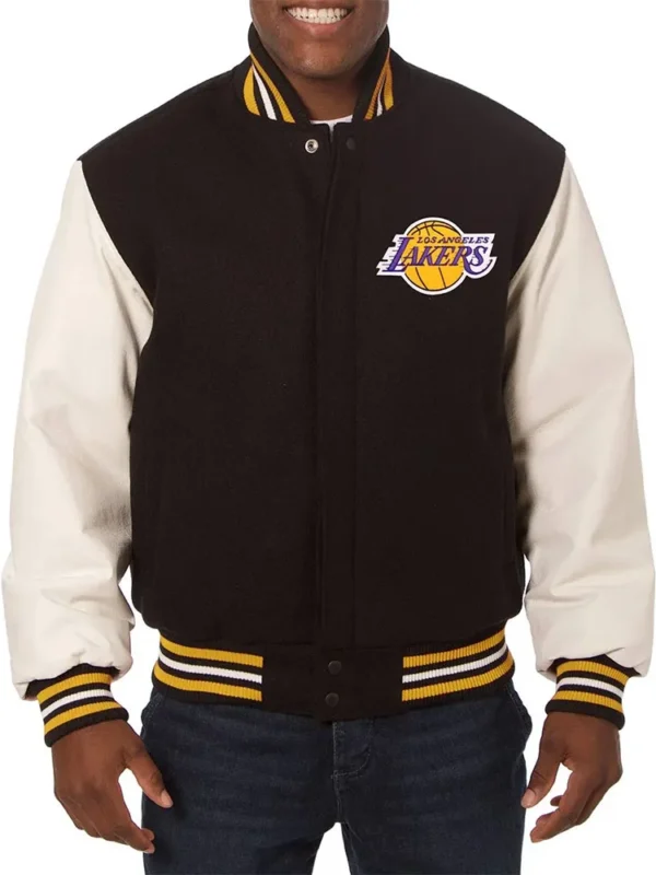 Los Angeles Lakers Domestic Black and White Varsity Jacket