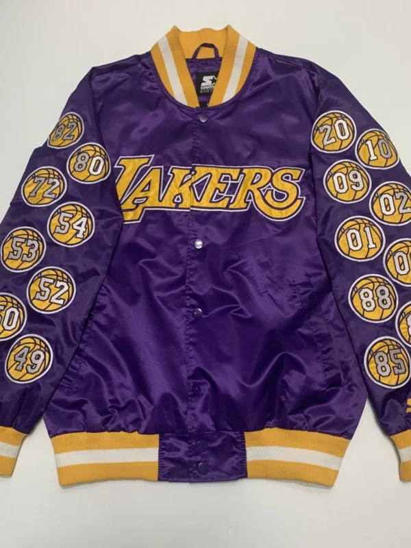 Los Angeles Lakers Exclusive Patches Purple Satin Jacket