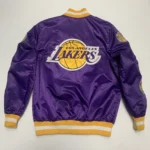 Los Angeles Lakers Exclusive Patches Purple Satin Jacket