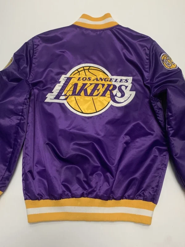 Los Angeles Lakers Exclusive Patches Purple Satin Jacket