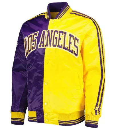 Los Angeles Lakers Fast Break Purple Gold Satin Jacket