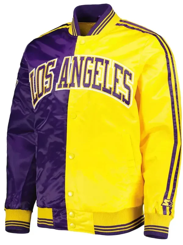 Los Angeles Lakers Fast Break Purple Gold Satin Jacket